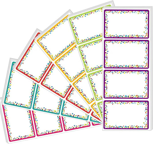 240 Pieces Decorative Colorful Name Tags for Classroom – Blank Stickers to Write on for Student Desks, Bin Labels, Teacher Supplies, 6 Designs (3.5 x 2.25 Inches)