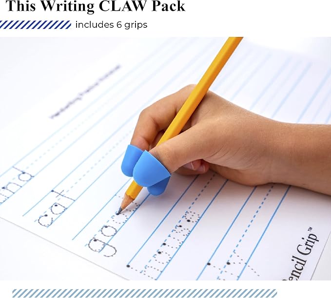 The Pencil Grip Writing CLAW for Pencils and Utensils, Medium Size, 6 Count Blue/Red (TPG-21206)
