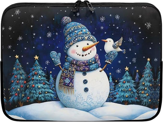 Cute Snowman Computer Sleeve for Women 12 inch Laptop Sleeve Christmas Lap Top Case with Multiple Uses Tablet Bag Teen Girls Laptop Carrying Case Briefcase