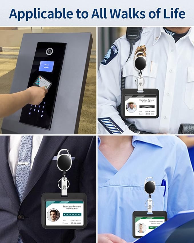 Uniclife 3 Pack Sliding ID Badge Holder Black Horizontal Hard Plastic Case with Clear Window Card Protector Pouch for Office School ID Credit Cards Proximity Key Cards Driver’s Licenses and Passes