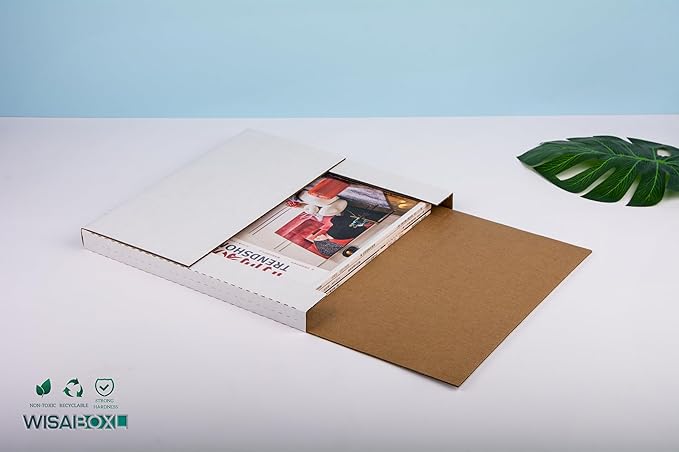 White Vinyl Record Mailers 12.8x12.8x1 Inch LP Mailing Corrugated Cardboard Boxes, Easy-Fold, Multi-Depth Album Shipping Boxes with Fragile Stickers, 25 Pack