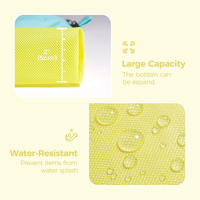 pack all Water-resistant Material Zipper Pouch, Mesh Zipper Bag for Storage, Travel, Office (Small, Yellow)