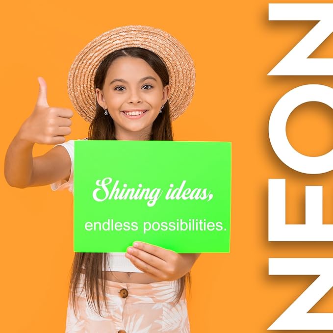 Poster Board 11 x 14 Inches,56 Sheets Neon Paper 7 Color Fluorescent Paper Bright Cardstock 250 GSM/90 lb Heavyweight Projects School Science Fair Event Displays and Business Presentations