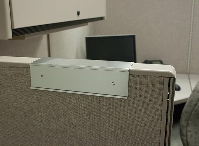 The Original Over the Cube - Quality Aluminum, Changeable Cubicle Nameplate Holder, Satin Silver Base, and Silver Name Plate Holder, (3" Cubicle Wall Depth) Made in The USA