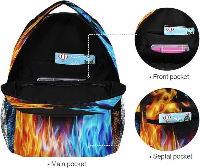 Blueangle Fiery Azure Dragon Printing Computer Backpack - Lightweight School Bag