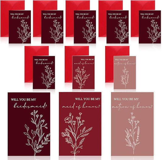 Spakon 16 Pcs Will You Be My Bridesmaid Cards with Envelopes Watercolor Greenery Floral Bridal Proposal Maid of Honor Matron of Honor Invited Favor for Bridal Shower Wedding (Classic Styles)