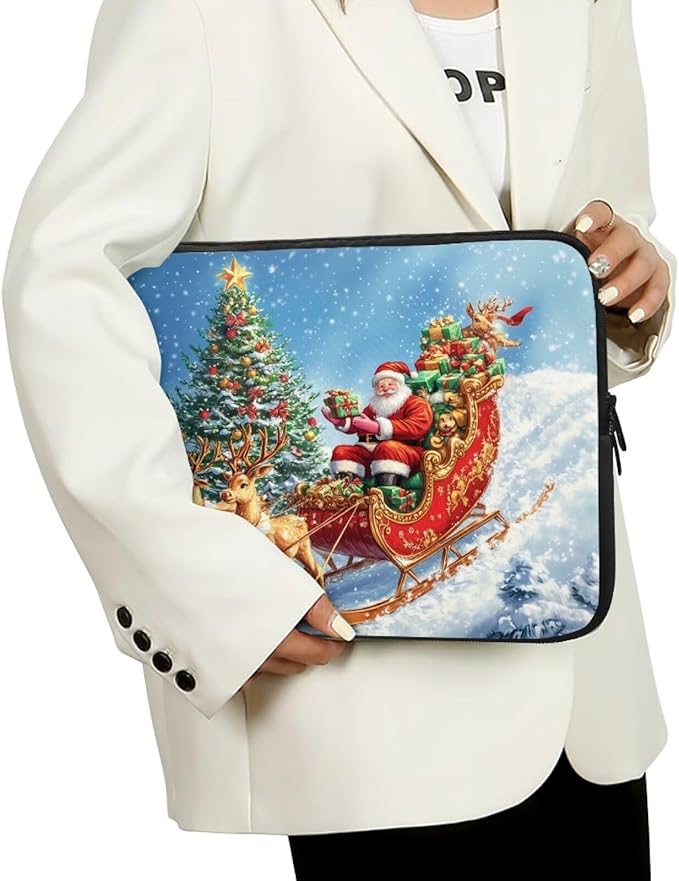 Christmas Deer Laptop Sleeve for Women 17 inch Lap Top Case Slightly Laptop Pouch with Humanize Design Computer Carrying Case Easy to Clean Laptop Accessories Reindeer Tablet Bag