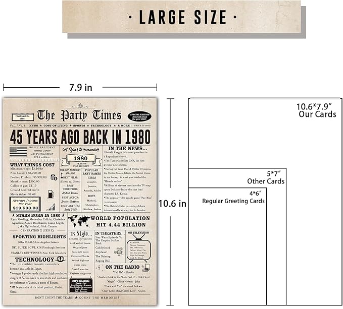 Ziwenhu Jumbo 45th Birthday Gift for Women Men,Happy 45 Year Old Birthday Card for Husband Wife,45th Birthday Gift Idea for Him Her,45th Birthday Decorations