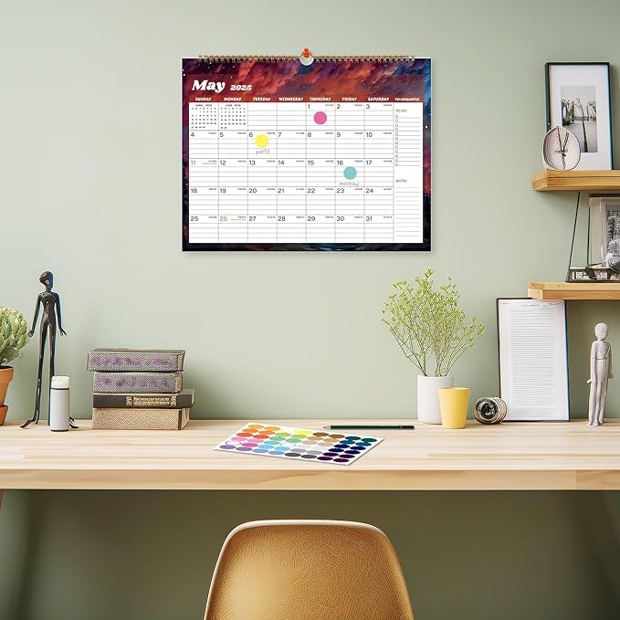 2025 Calendar 18 Month Wall Calendar 2025-2026, January 2025 to June 2026 Calendar with Julian Dates, 14.8" X 11.5" (2025-2026 Wall Calendar Starry Sky)