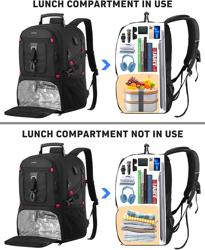 YAMTION 17.3 Inch Laptop Insulated Backpacks with Cooler Compartment,Men Work Cooler Backpack Insulated Lunch Bag for Teens Boys with Charging Port for Gym College Travel