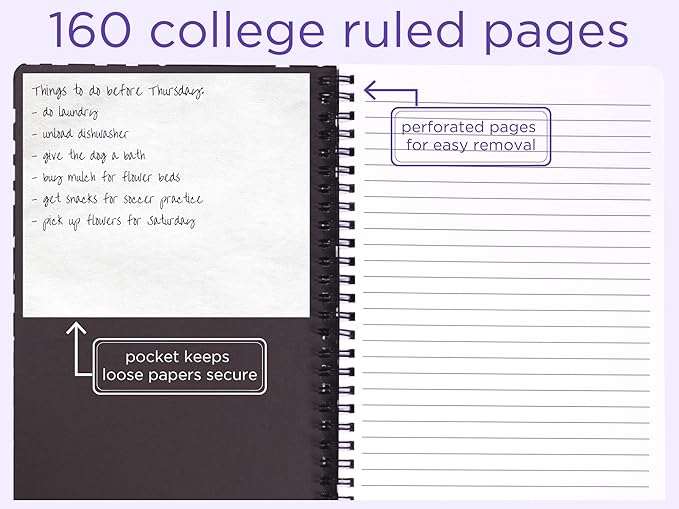 Steel Mill & Co Cute Mini Spiral Notebook, 8.25" x 6.25" Journal with Durable Hardcover and 160 Lined Pages, Black Dots