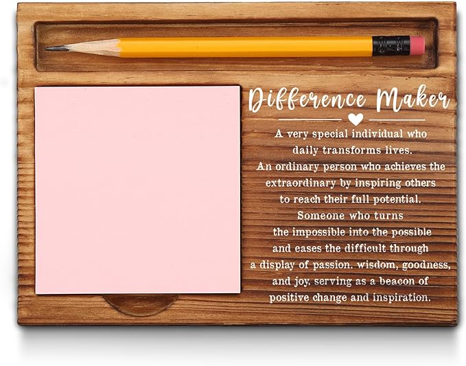 Difference Maker Gifts Sticky Note Holder Thank You Appreciation Quote Gifts for Leader Boss Women Best Mom Mentor Coach Manager Coworker Employee Teacher Self-Stick Note Pad Holders GSH17
