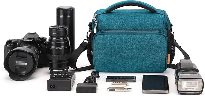 DOMISO Camera Bag Case Waterproof Anti-shock Shoulder Bag, Teal