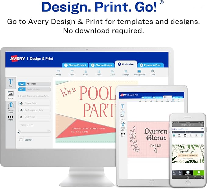 Avery Clean Edge Printable Business Cards with Sure Feed Technology, 2" x 3.5", Ivory, 200 Blank Cards for Inkjet Printers (08876)