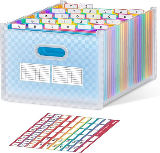 ThinkTex 26 Pockets Expanding File Folder, Upright & Open Top, A-Z Colorful Tabs, Larger Capacity Accordion Folder, Letter/A4 Size for School, Home and Office - Blue