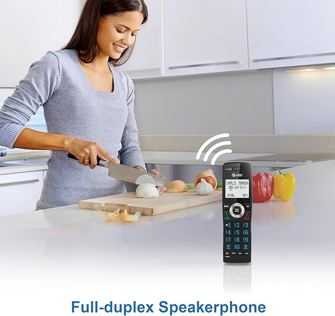 AT&T GL2101-1M DECT 6.0 Cordless Home Phone with Call Block, Caller ID, Full-Duplex Handset Speakerphone, 2" White Backlit Display, Lighted Keypad (Marble)