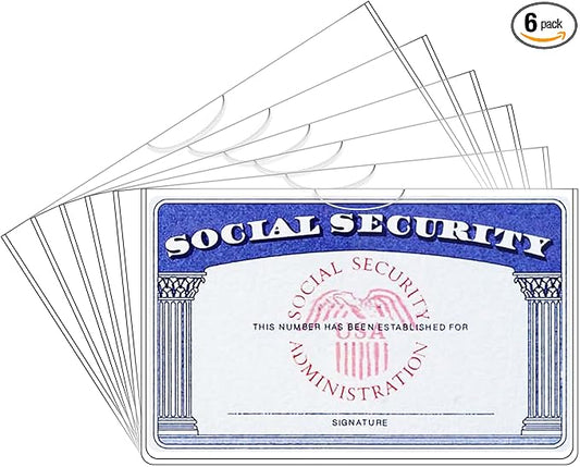 6 Pack Card Protector Social Security, Medicare, Credit & Driver's License Sleeve 3.8x2.32in
