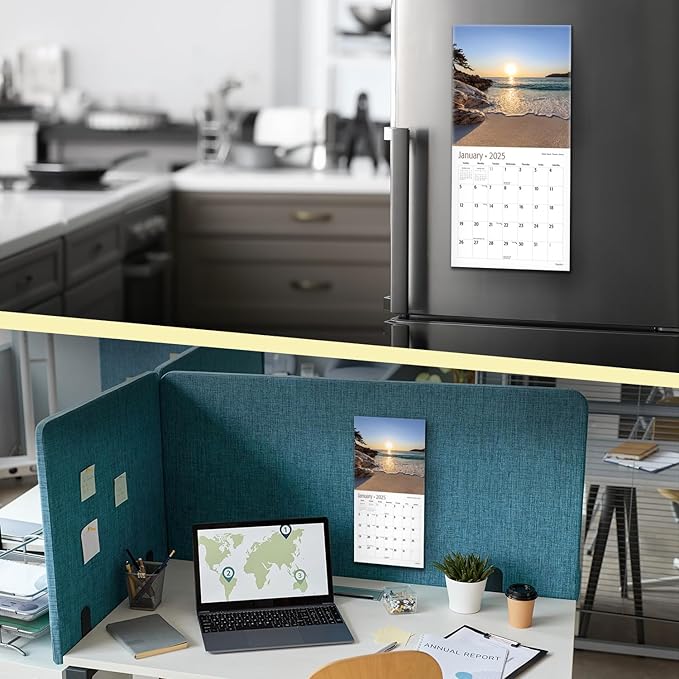 RED EMBER Untamed & Beautiful Beaches Mini 2025 Wall Calendar 12 Month | 7" x 14" Open | Thick & Sturdy Paper | Giftable | Calendar 2025