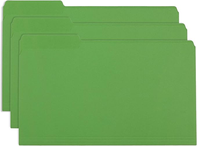 Blue Summit Supplies Green Legal File Folders, 1/3 Cut Tab, Legal Size, Great for Organizing and Easy File Storage, 100 Per Box