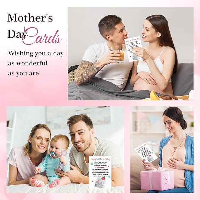 FaCraft Happy First Mothers Day Card - for New Mom First Time Mom from Bump Baby Boy Girl, Happy 1st Mothers Day Gift Card with Envelope