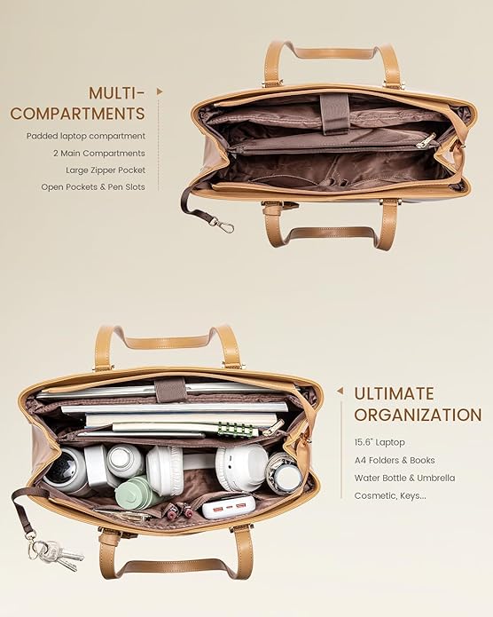 LOVEVOOK Laptop Tote Bag for Women, Work Bags Teacher Tote Bag, Leather Computer Bag Purses Handbag Professional Briefcase