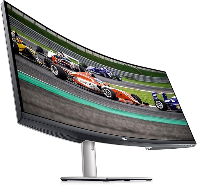Dell S3422DW Curved Monitor - 34-inch WQHD (3440 x 1440) Display, 1800R Curved Screen, Built-in Dual 5W Speakers, 4ms Grey-to-Grey Response Time, 16.7 Million Colors - Silver