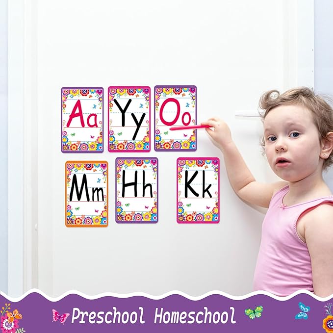 Bulletin Board Letters - ABC Alphabet Poster Classroom Decorating Set Toddler English Poster Kindergarten Elementary Classroom Nursery Home Wall Decoration（Colorful flowers）