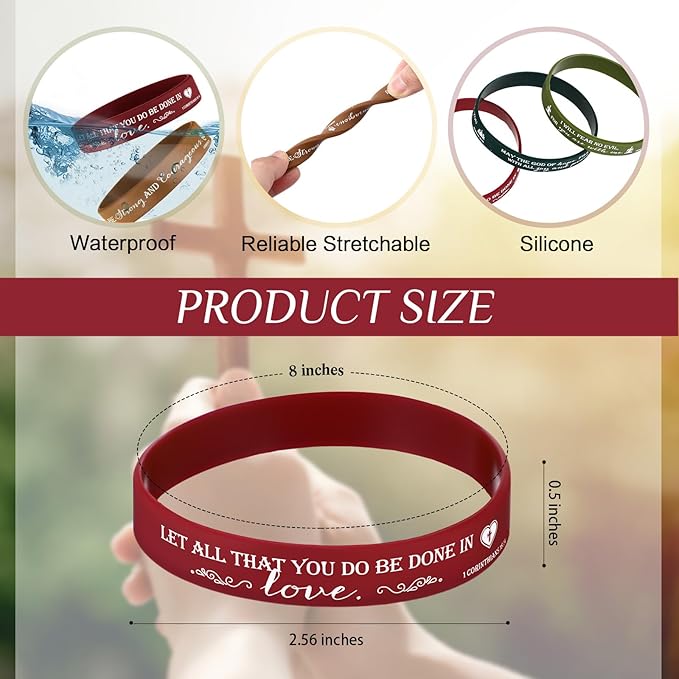 Unittype 240 Pcs Christian Silicone Bracelets Bulk Scripture Gifts Bible Verse Rubber Wristbands Religious Church Gifts for Women Men Party Favors Birthday Easter Baptism Gifts(Retro Color)