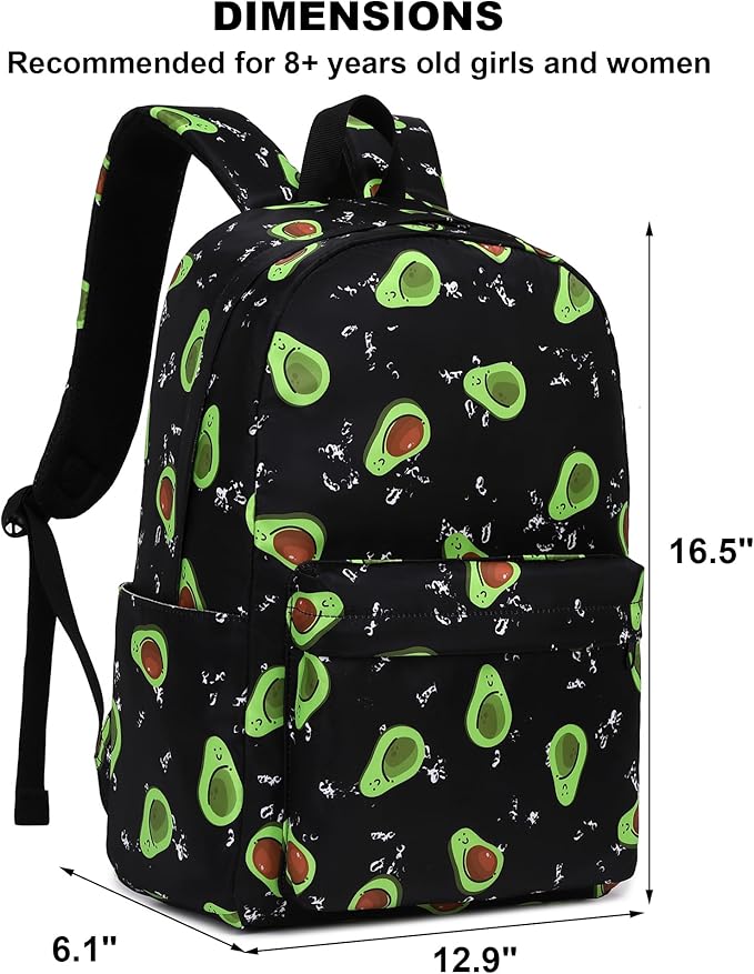 Avocado School Backpack for Teens Girls, Womens College Bookbags Kids School Bags Laptop Backpacks
