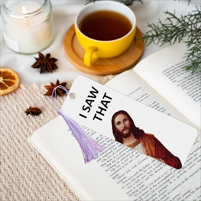 8 Pack Peeking Jesus Bookmark, Peeking Jesus is That Smut Bookmark, Peeking Jesus I Saw That Bookmark, Whatcha Doin'? (Multicolour)