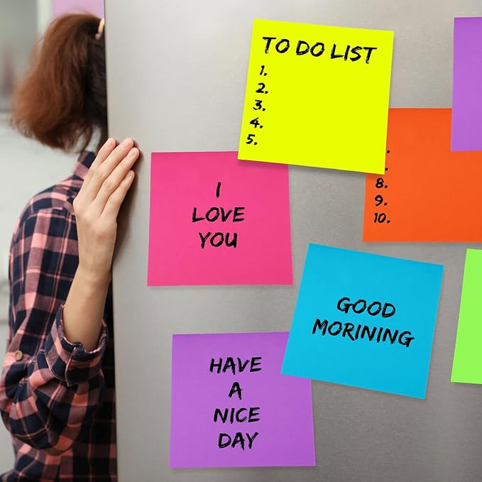 Zubebe 6 Pads 11 x 11 Inch Large Sticky Notes Jumbo Bright Colors Sticky Notepads Self Stick Note Square Memo Post Stickies for Office School, 25 Sheets/pad (Rainbow Color)