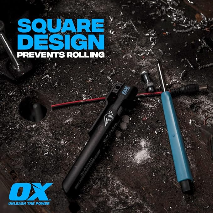 OX Tools Carpenter Pencils Pro Tuff Carbon Marking Pencil Mechanical Construction Pencil With 4 Leads & Pencil Holder & Sharpener Belt Clip Construction Pencil Carpenter Pencil OX-P503210