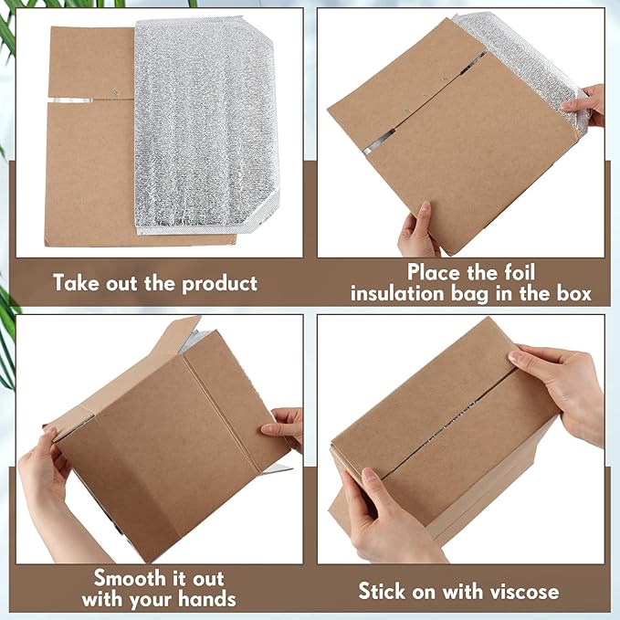 Nuanchu 20 Pieces Double Insulated Mailing Boxes with Aluminum Foil Insulated Bag Liner Cooler Small Mailing Box for Mailing Frozen Food Cold Mailing Boxes for Mailing Packing Moving, 9" x 5" x 6"