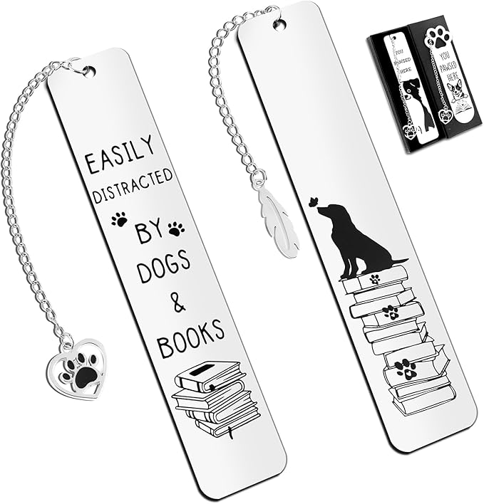 2Pcs Dog Bookmark for Women Men Dog Mom Dog Lover Gifts Bulk Funny Bookmarks Cute Metal Book Mark Dog Bookmarks for Book Lovers Birthday Gifts for Reader Coworker Friends Adults Dog Owner Lover