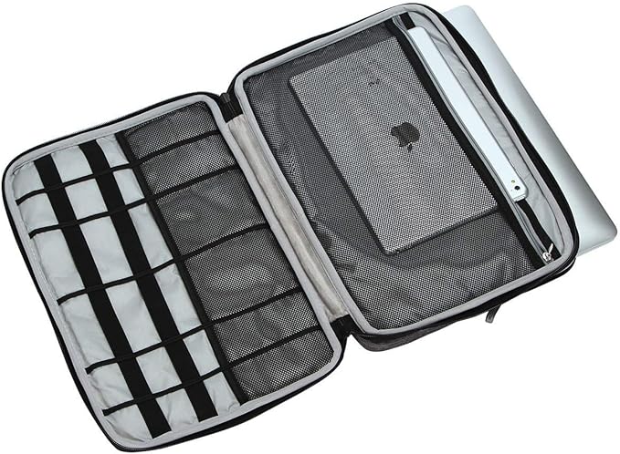 iCozzier 15-15.6 Inch Handle Electronic Accessories Strap Laptop Sleeve Case Bag Protective Bag for 15" MacBook Air/MacBook Pro/Pro Retina Cover - Black