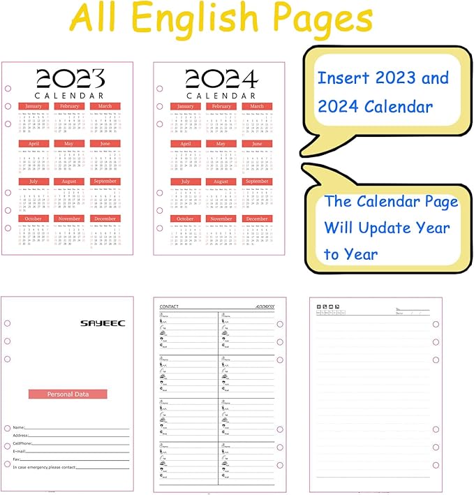 SAYEEC A5 Executive Conference Folder Business Notebook Zipped Organizer with Calculator Travel Portfolio binder Faux Leather Loose Leaf Paper Lined Refillable Journal Gift for Men