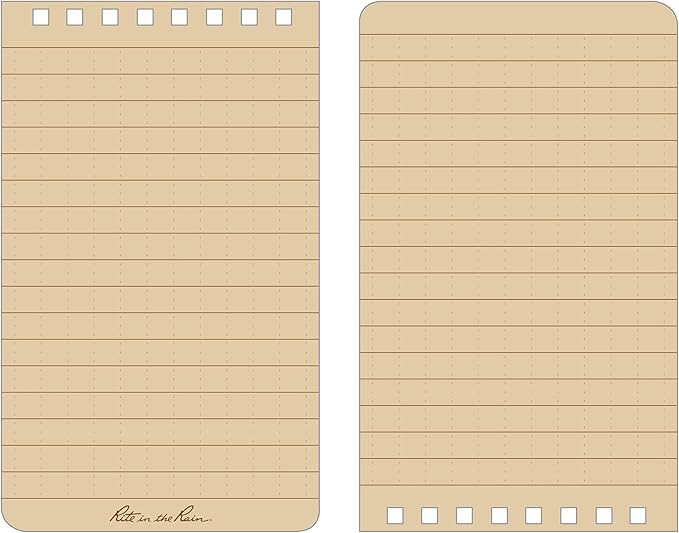 Rite in the Rain Weatherproof Top Spiral Notebooks, 3" x 5", Tan Cover, 3 Pack (No. 935T-3X)