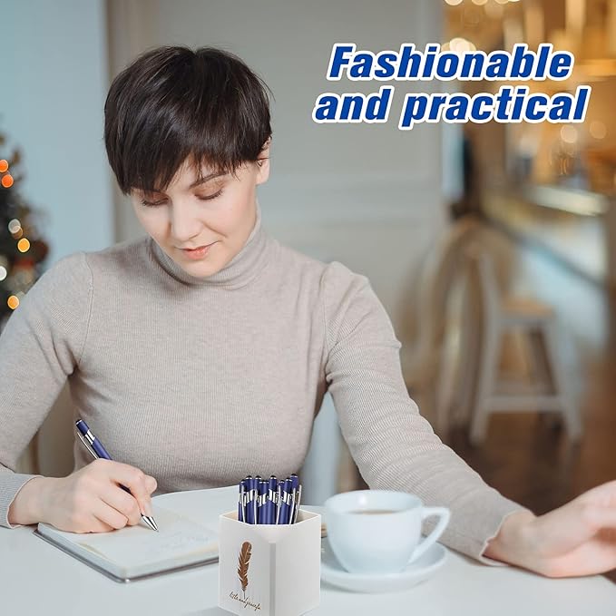 Zonon 38 Pieces Rubberized Ballpoint Pen with Stylus Tip Stylish Metal Pen Capactive Styli Pen with Soft Rubberized Grip, Black Ink Pen for Most Devices (Dark Blue)