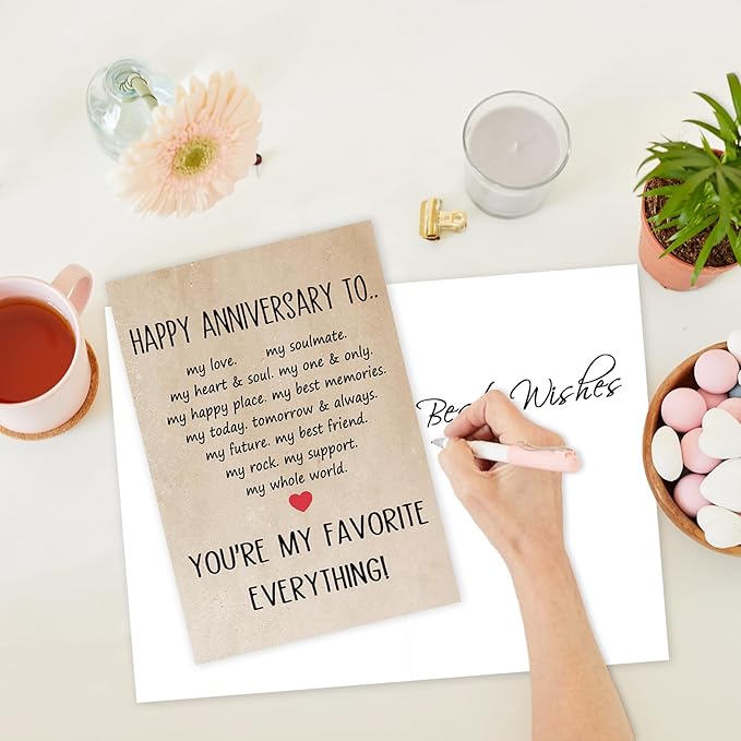 Happy Anniversary Card for Husband Wife, Sweet Wedding Anniversary Card for Couple, Romantic Anniversary Card Gift for Boyfriend Girlfriend