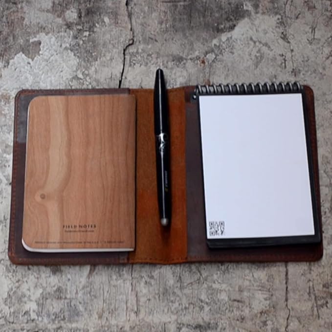 JJNUSA Compatible with Rocketbook Mini Cover Smart Business Handmade Distressed Genuine Leather Journal Notebook Cover for Card Holder Mini 3.5" x 5.5" Brown