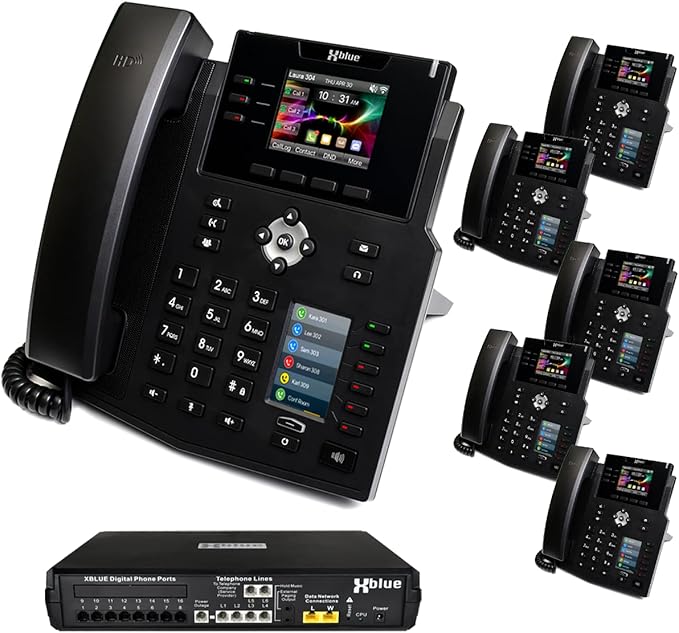 XBLUE X16 Plus VoIP System Bundle with (6) IP9g IP Phones - Including Auto Attendant, Voicemail, Remote Phone Extensions & Call Recording