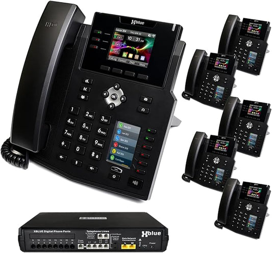 XBLUE X16 Plus VoIP System Bundle with (6) IP9g IP Phones - Including Auto Attendant, Voicemail, Remote Phone Extensions & Call Recording