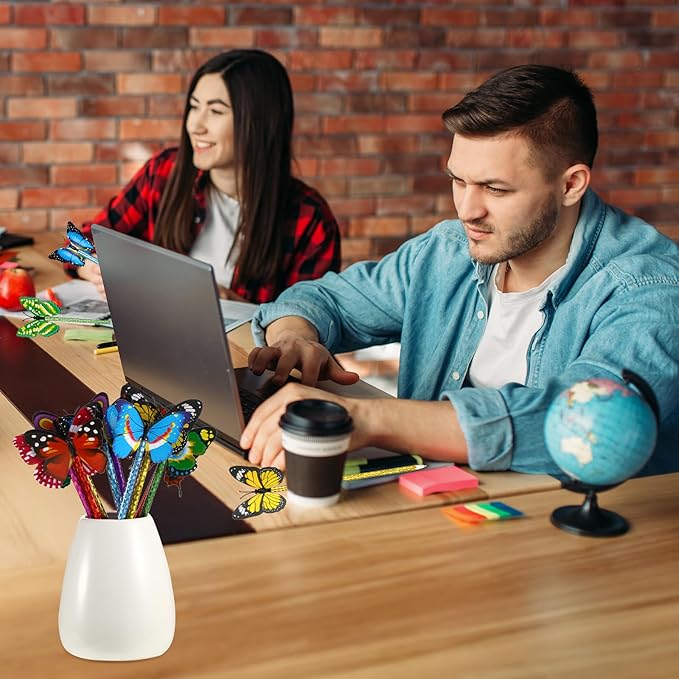 Zhanmai 24 Pieces Sunflower Butterfly Pens Bulk Novelty Pens Cute Ballpoint Writing Pens 0.5 mm 0.7 mm Party Favors for Classroom Teacher Student Office(Butterfly Style)