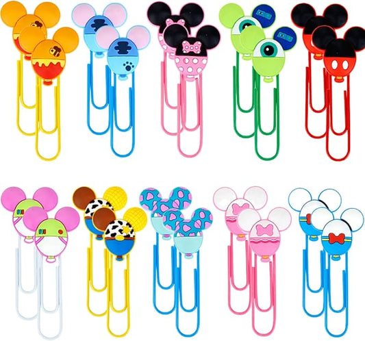 20PCS Cute Mouse Paper Clips, Bookmark Book File Page Marker Clips for Teacher & Students, Desk Accessories Stationery for Office School, Office Supplies Decor for Women Kids Adult