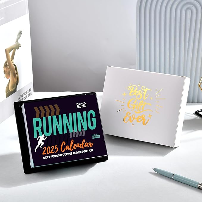 Pinchoco 2025 Desk Calendar - Daily Calendar for desk 2025, Running Gear, 5.85'' x 4.85'', 2025 Runner's Daily Desk Calendar, Daily Running Quotes and Inspiration for Runners - Black