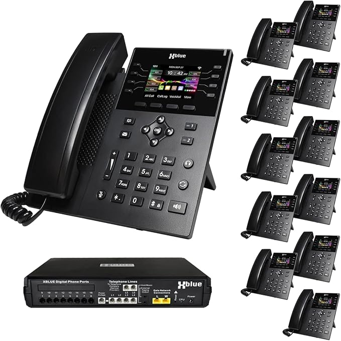 XBLUE X16 Plus VoIP System Bundle with (12) IP8g IP Phones - Including Auto Attendant, Voicemail, Remote Phone Extensions & Call Recording