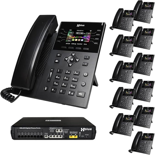 XBLUE X16 Plus VoIP System Bundle with (12) IP8g IP Phones - Including Auto Attendant, Voicemail, Remote Phone Extensions & Call Recording