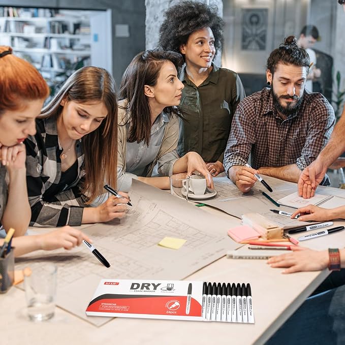 SFAIH Fine Tip Dry Erase Markers - 24 Pack Blue Whiteboard Erasable Markers Bulk for Kids Adults, Ideal for Classroom School Office Home Use on White Board, Non-Toxic Easy Clean
