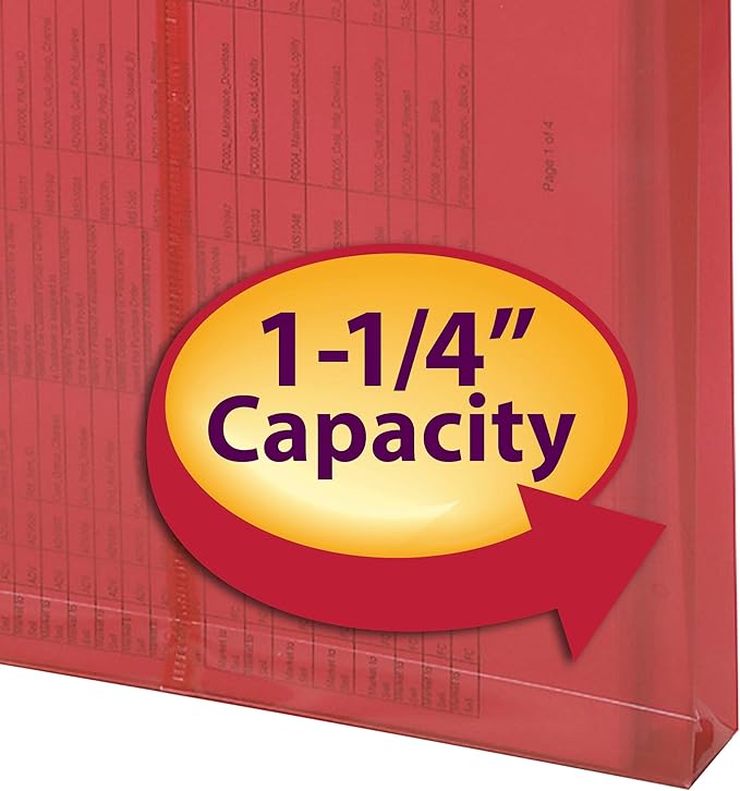 Smead Poly Envelope, 1-1/4" Expansion, String-Tie Closure, Top Load, Letter Size, Red, 5 per Pack (89547)