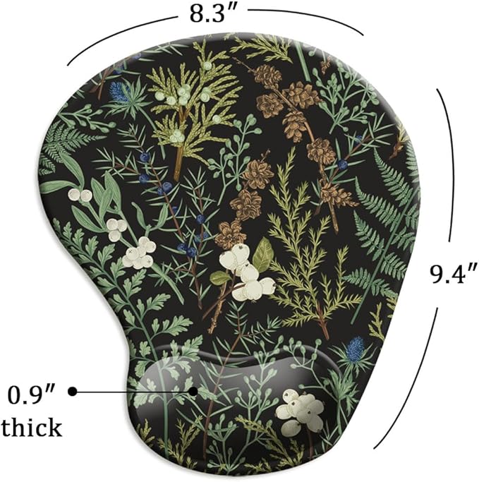 Ergonomic Mouse Pad with Wrist Support and Coaster,Mouse Pads with Non-Slip PU Base for Home Office Working Studying Easy Typing & Pain Relief Botanical Flowers